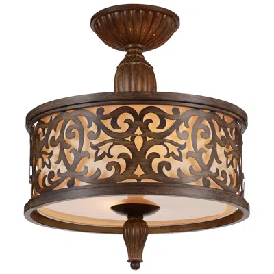 Cwi Lighting Nicole 3 Light 14in Brushed Chocolate Drum Shade Flush Mount