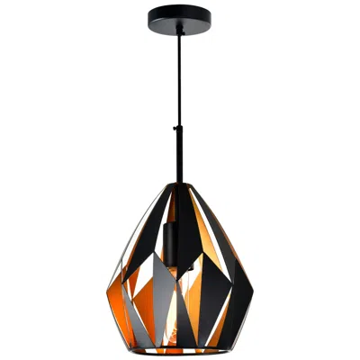 Cwi Lighting Oxide 1 Light 16in Black & Copper Down Pendant