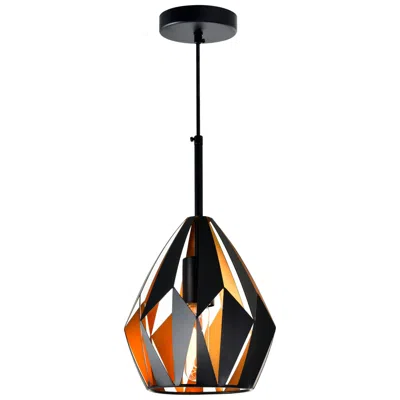 Cwi Lighting Oxide 1 Light 8in Black & Copper Down Mini Pendant