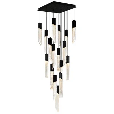 Cwi Lighting Petra Integrated Led 24in Chandelier With Handcrafted Glass In Black