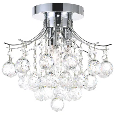 Cwi Lighting Princess 3 Light 12in Chrome Flush Mount With Crystals