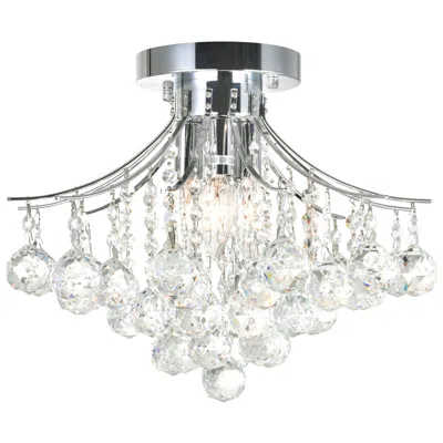 Cwi Lighting Princess 4 Light 16in Chrome Flush Mount With Crystals