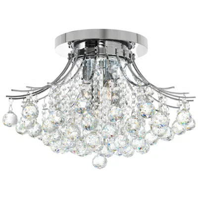 Cwi Lighting Princess 6 Light 20in Chrome Flush Mount With Crystals