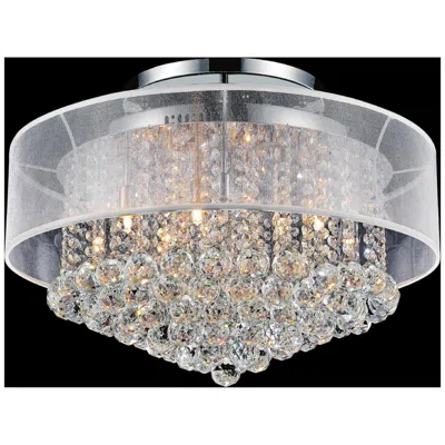 Cwi Lighting Radiant 12 Light 24in Chrome Drum Shade Flush Mount With White Shade