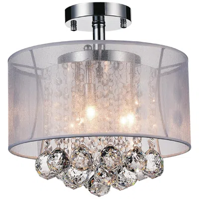Cwi Lighting Radiant 3 Light 12in Chrome Drum Shade Flush Mount With White Shade