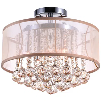 Cwi Lighting Radiant 6 Light 16in Chrome Drum Shade Flush Mount With Gold Shade