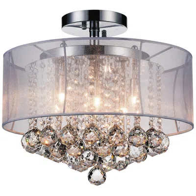 Cwi Lighting Radiant 6 Light 16in Chrome Drum Shade Flush Mount With White Shade