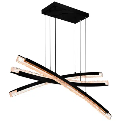 Cwi Lighting Saber Integrated Led 50in Black Chandelier With Handcrafted Glass