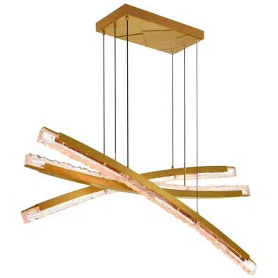 Cwi Lighting Saber Integrated Led 50in Brass Chandelier With Handcrafted Glass