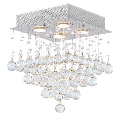 Cwi Lighting Square 4 Light Flush Mount With Chrome Finish