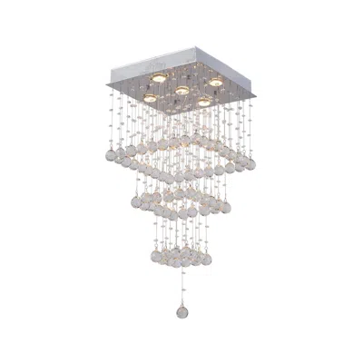 Cwi Lighting Square 5 Light Flush Mount With Chrome Finish