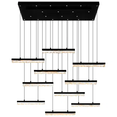 Cwi Lighting Stagger Integrated Led 48in Black Chandelier With Handcrafted Glass