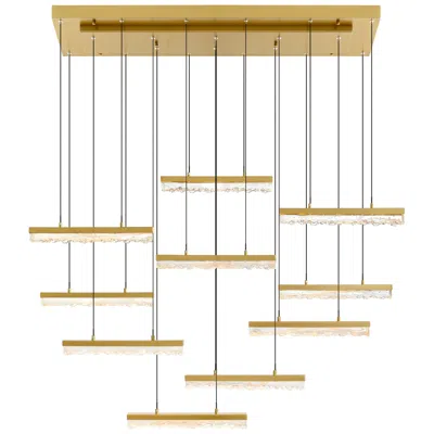 Cwi Lighting Stagger Integrated Led 48in Brass Chandelier With Handcrafted Glass