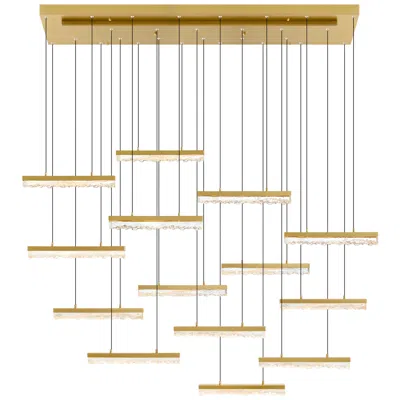 Cwi Lighting Stagger Integrated Led 60in Brass Chandelier With Handcrafted Glass