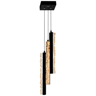 Cwi Lighting Stagger Integrated Led 6in Black Mini Pendant With Handcrafted Glass
