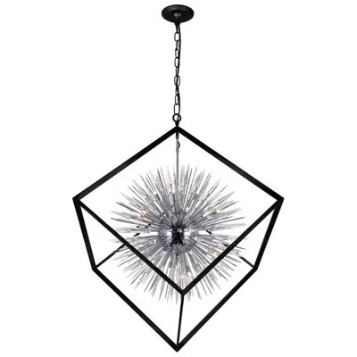 Cwi Lighting Starburst 20 Light Chrome & Black Chandelier