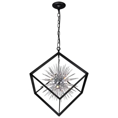Cwi Lighting Starburst 6 Light Chrome & Black Chandelier