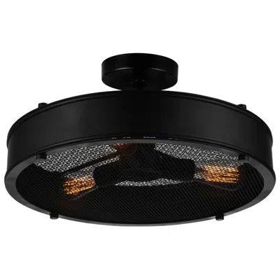 Cwi Lighting Tigris 3 Light 16in Black Drum Shade Flush Mount