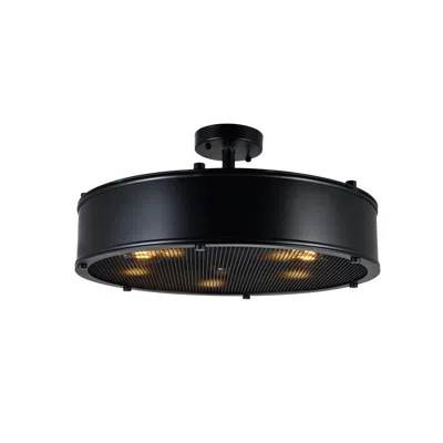 Cwi Lighting Tigris 5 Light Drum Shade Flush Mount With Black Finish