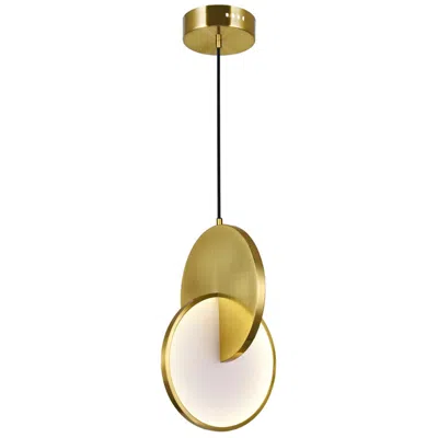 Cwi Lighting Tranche Integrated Led 10in Brushed Brass Mini Pendant