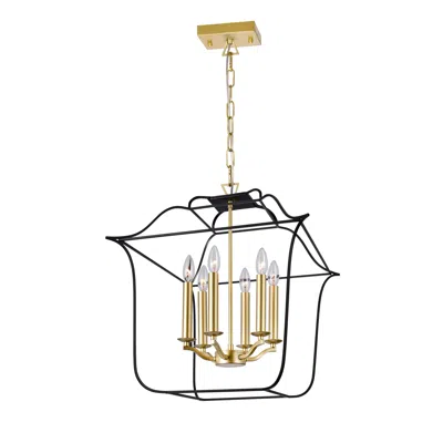 Cwi Lighting Tudor 6 Light Chandelier With Satin Gold & Black Finish