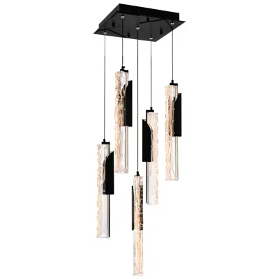 Cwi Lighting Valira Integrated Led 12in Black Mini Pendant With Handcrafted Glass