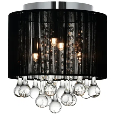 Cwi Lighting Water Drop 4 Light Chrome Flush Mount With Black Shade