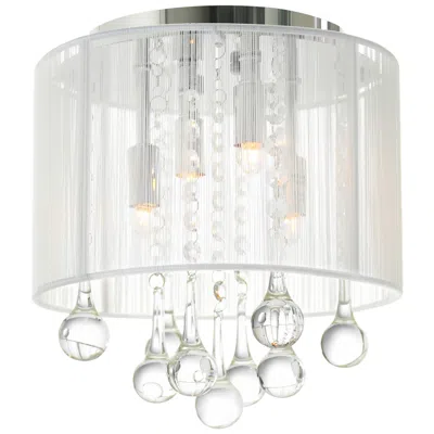 Cwi Lighting Water Drop 4 Light Chrome Flush Mount With White Shade