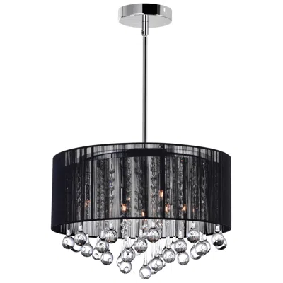 Cwi Lighting Water Drop 6 Light Chrome Chandelier With Black Shade