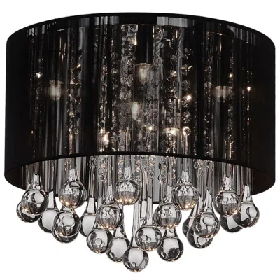 Cwi Lighting Water Drop 6 Light Chrome Flush Mount With Black Shade
