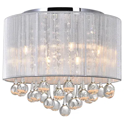 Cwi Lighting Water Drop 6 Light Chrome Flush Mount With Silver Shade