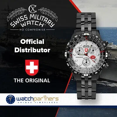 Pre-owned Cx Swiss Military Airforce 1 Evo Watch Swiss Eta Chrono Flight Calc 200m Wr Silv