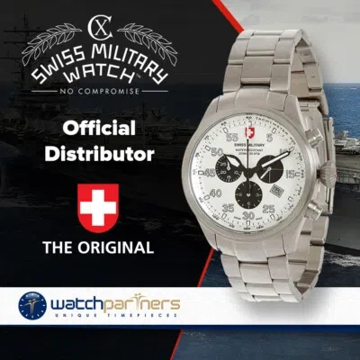 Pre-owned Cx Swiss Military Hawk Snowpatrol Chronograph Swiss Watch 20atm Silver Dial 2726
