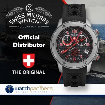 Pre-owned Cx Swiss Military Rallye Gmt 44mm Swiss Chrono Watch Gmt 20atm Black Dial 2746