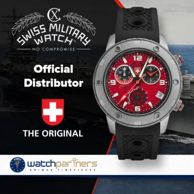 Pre-owned Cx Swiss Military Rallye Gmt 44mm Swiss Chrono Watch Gmt 20atm Red Dial 2748