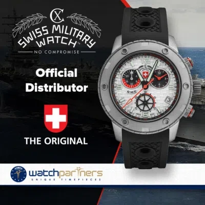 Pre-owned Cx Swiss Military Rallye Gmt 44mm Swiss Chrono Watch Gmt 20atm Silv Dial 2745