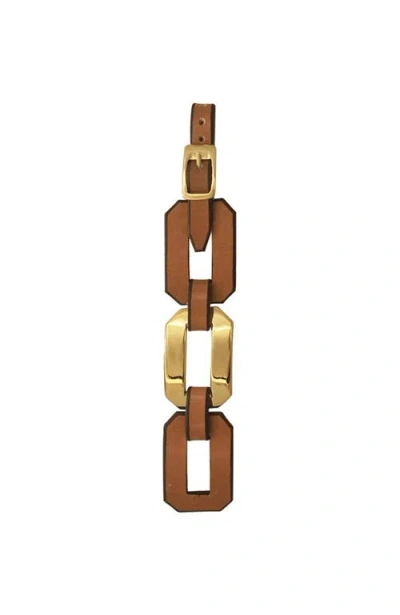 Cxc Octagon Leather Bracelet In Gold
