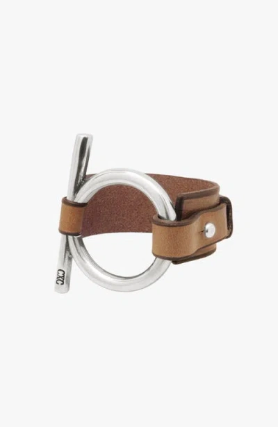 Cxc Omega Leather Bracelet In Silver