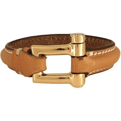 Cxc Shackle Bracelet Dune Leather In Gold