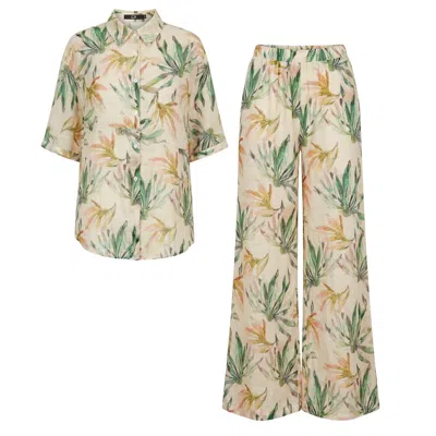 Cy Boutique Floral Print Cotton Blend Co-ords Suits In Green