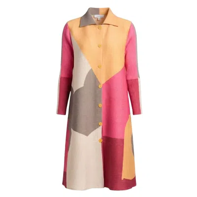 Cy Boutique Multi Color Print Long Sleeves Blazer Dress With Buttons Design In Yellow