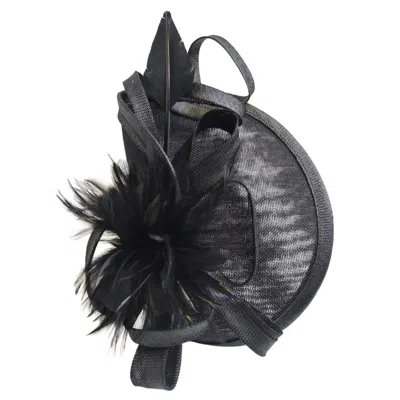 Cy Boutique Women's Fascinator With Feather & Sculptural Loop Detail In Black