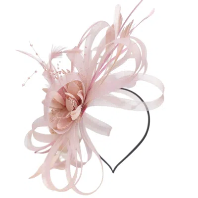 Cy Boutique Women's Feather & Floral Fascinator Headband In Dusty Pink