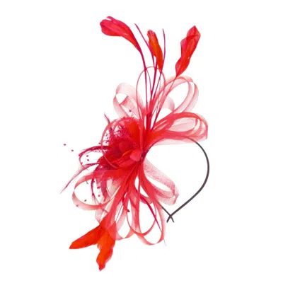 Cy Boutique Women's Feather & Floral Fascinator Headband In Red