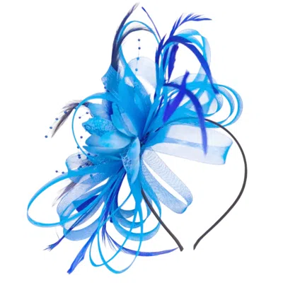 Cy Boutique Women's Feather & Floral Fascinator Headband In Royal Blue