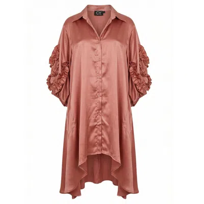 Cy Boutique Women's Floral Design Oversized Sleeves Shirt Dress In Pink