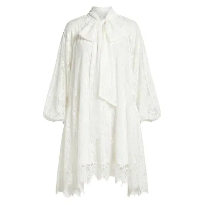 Cy Boutique Women's Floral Lace Long Blouseon Sleeves Design Dress In White