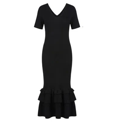 Cy Boutique Women's Full Pleated Ruffle Hem Maxi Dress In Black