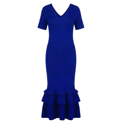 Cy Boutique Women's Full Pleated Ruffle Hem Maxi Dress In Royal Blue
