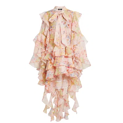 Cy Boutique Women's Heavy Tiered Ruffle Oversized Dress In Pink Floral Print
